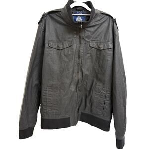 American Rag Mens XXL Black Linen Cotton Zip Front Jacket Utility Casual